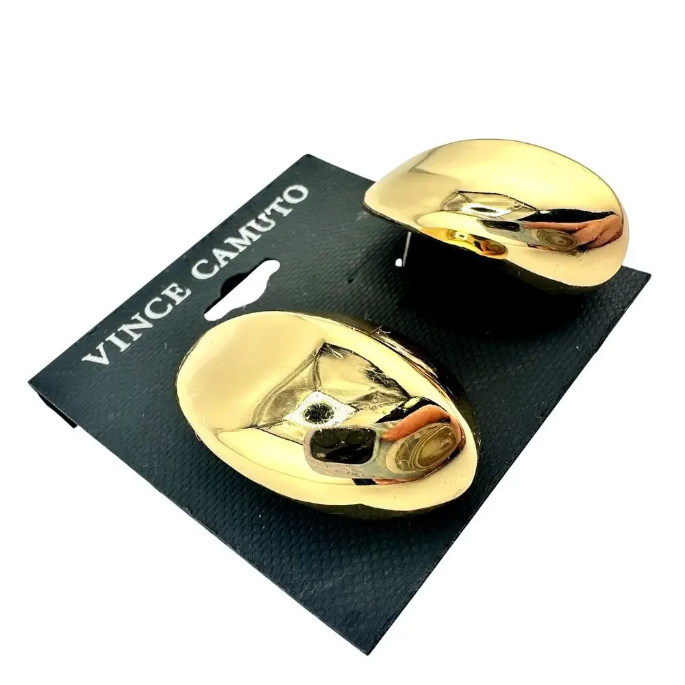 Vince Camuto NWT Organic Abstract Chunky Gold Tone Domed Stud 1.25